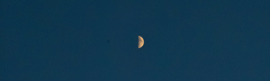 Half moon in a deep blue sky